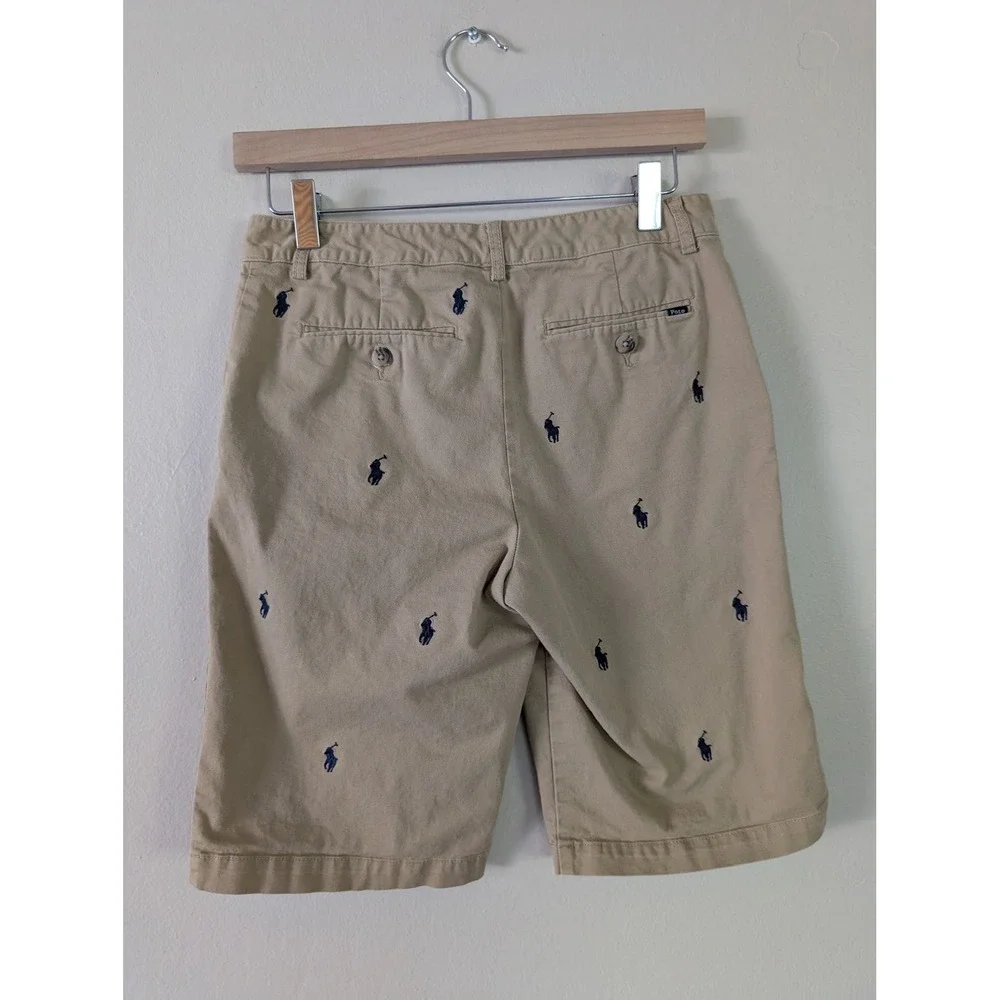 Polo Ralph Lauren Boys Size 18 Khaki Embroidered Pony Chino Shorts Preppy School